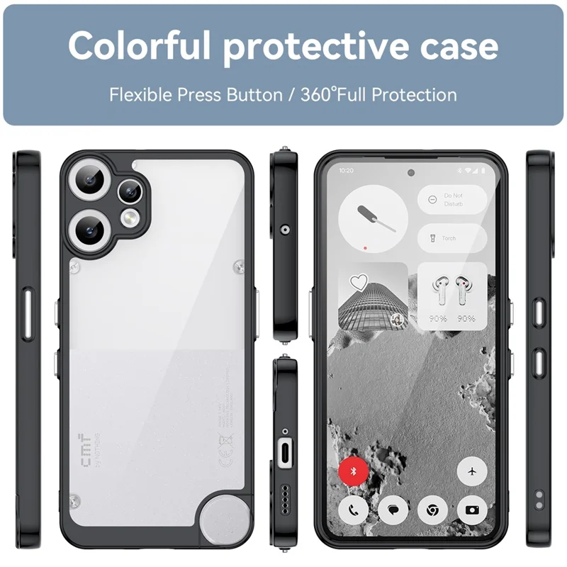 For Nothing CMF Phone 2 Pro Case TPU + Acrylic Protective Clear Phone Cover - Black