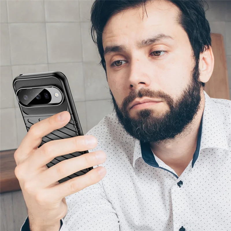 For Google Pixel 10 / 10 Pro Case Twill Texture TPU Shockproof Protective Phone Cover - Black