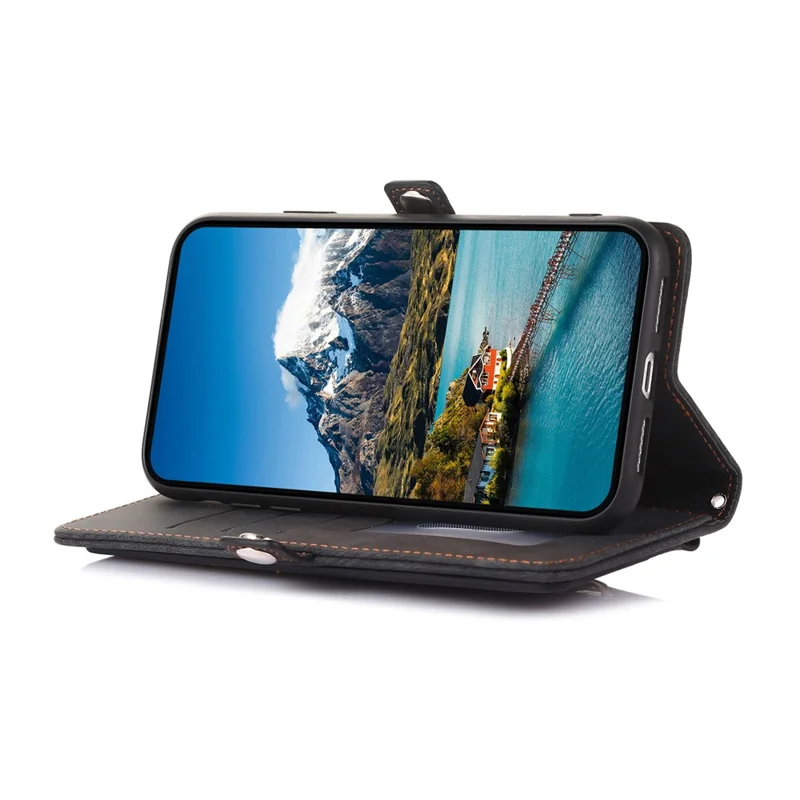 For Xiaomi 14T Pro Case Zipper Pocket 9 Card Slots PU Leather Phone Cover with Wrist Strap - Black