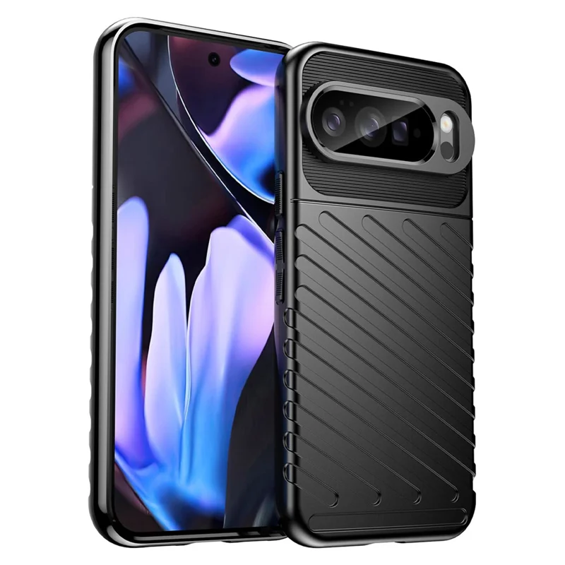 For Google Pixel 10 Pro XL Case Twill Texture TPU Shockproof Protective Phone Cover - Black