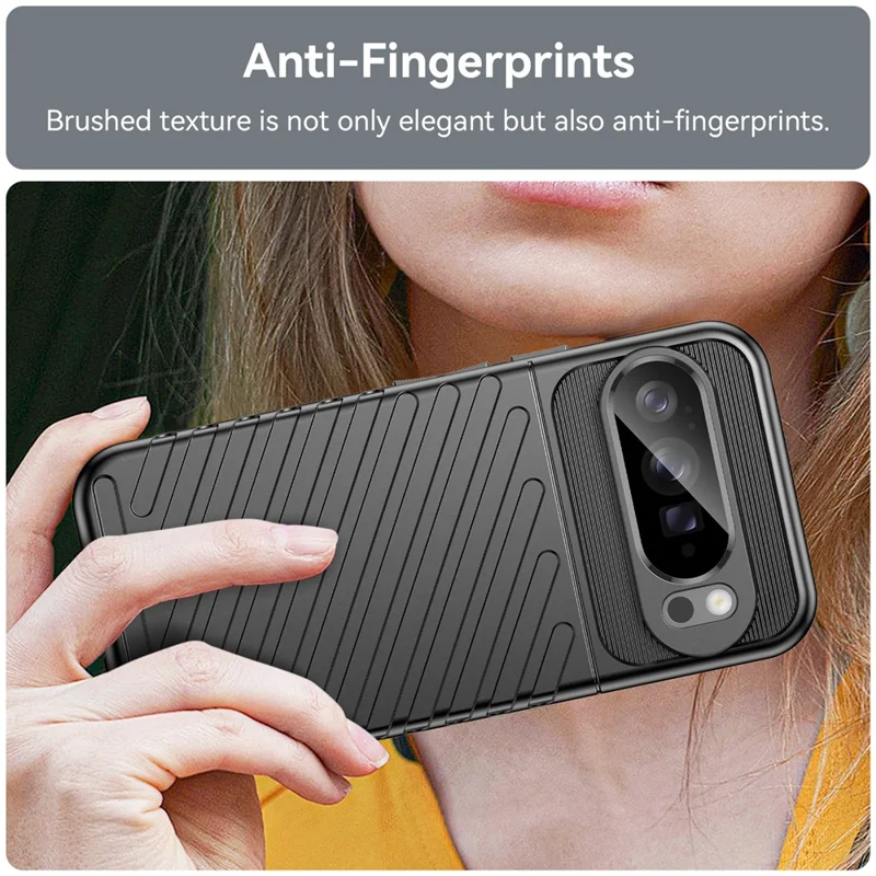 For Google Pixel 10 Pro XL Case Twill Texture TPU Shockproof Protective Phone Cover - Black