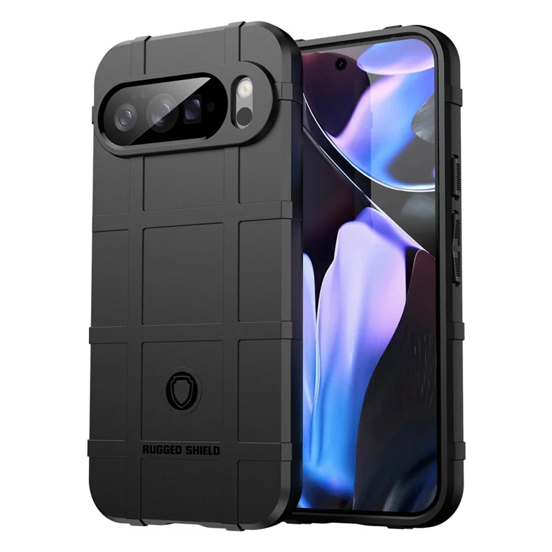 For Google Pixel 10 Pro XL Case Grid Design Soft TPU Scratch-Proof Phone Cover - Black