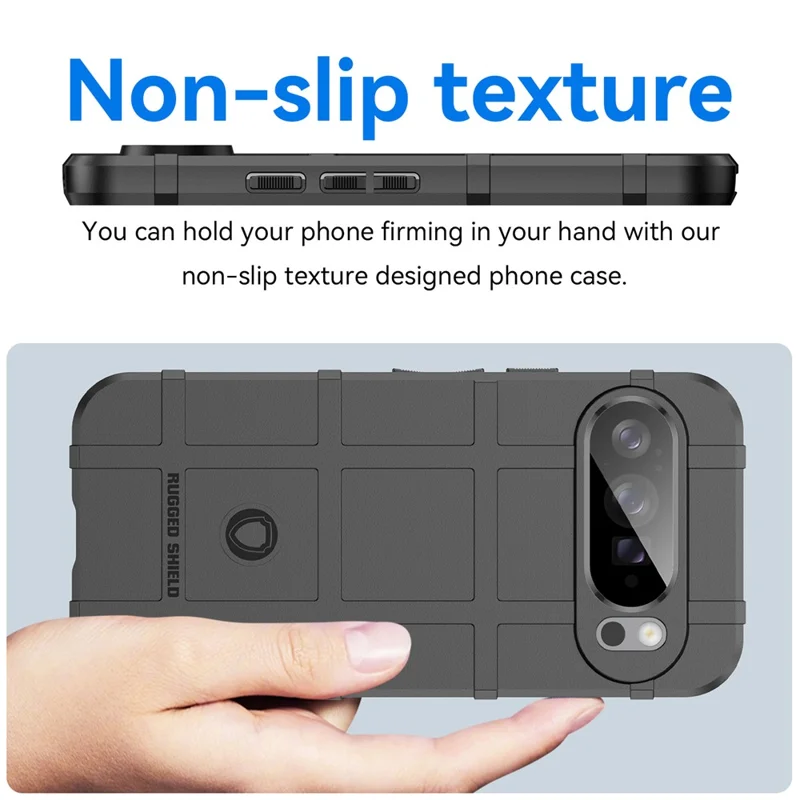 For Google Pixel 10 Pro XL Case Grid Design Soft TPU Scratch-Proof Phone Cover - Black