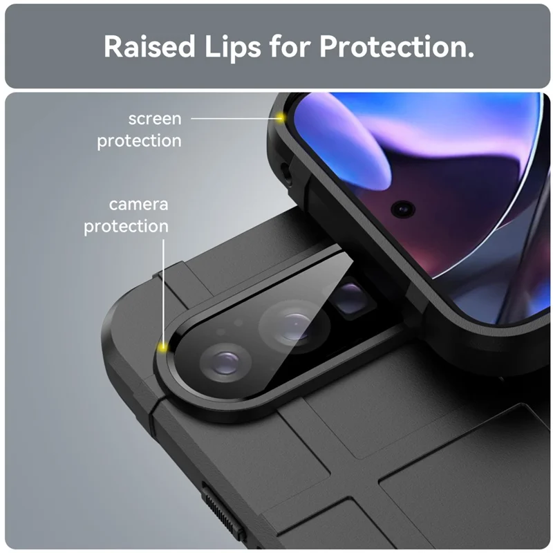 For Google Pixel 10 Pro XL Case Grid Design Soft TPU Scratch-Proof Phone Cover - Black