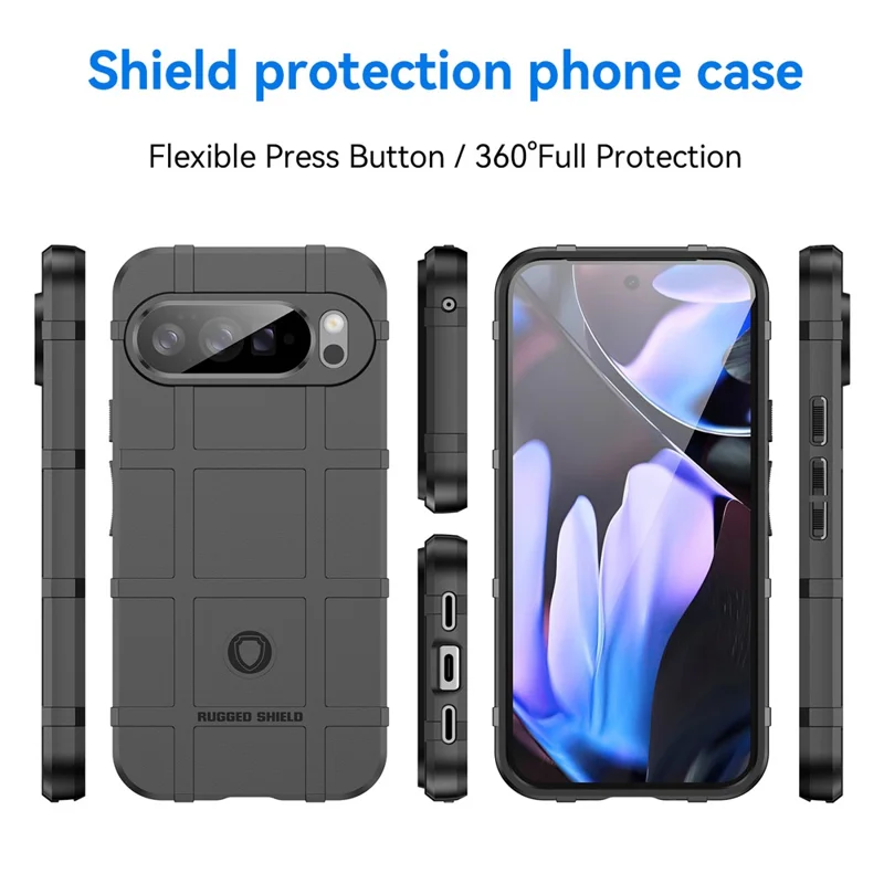 For Google Pixel 10 Pro XL Case Grid Design Soft TPU Scratch-Proof Phone Cover - Black