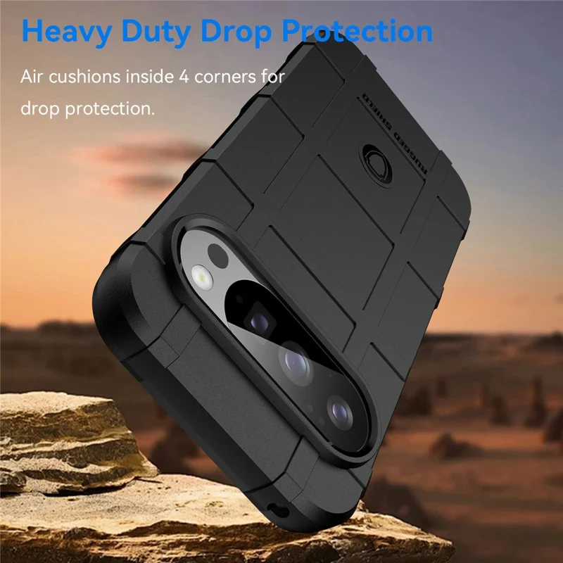 For Google Pixel 10 / 10 Pro Case Grid Design Soft TPU Scratch-Proof Phone Cover - Black