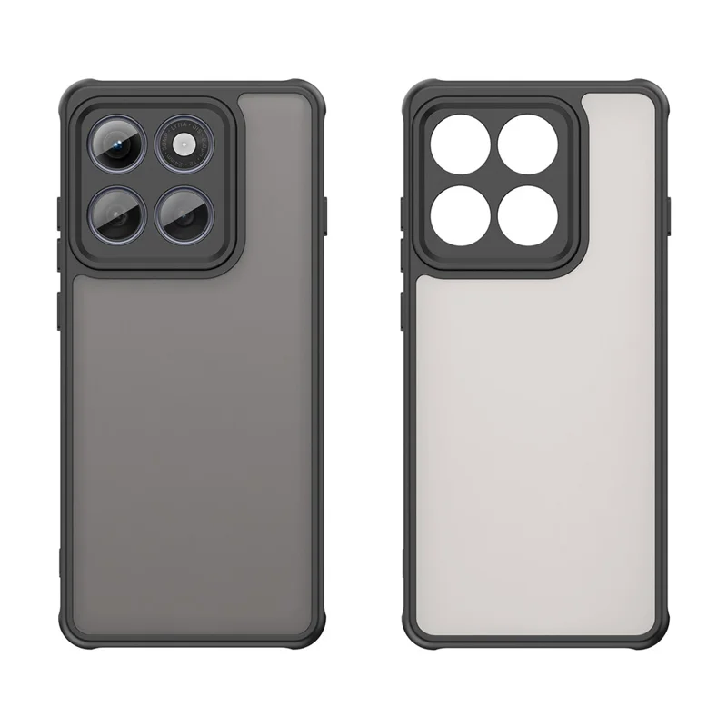 For Motorola Edge 60 Pro 5G Case Drop Proof Airbags Frosted Translucent PC + TPU Phone Back Cover - Black