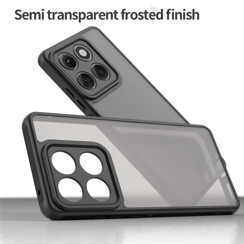 For Motorola Edge 60 Pro 5G Case Drop Proof Airbags Frosted Translucent PC + TPU Phone Back Cover - Black