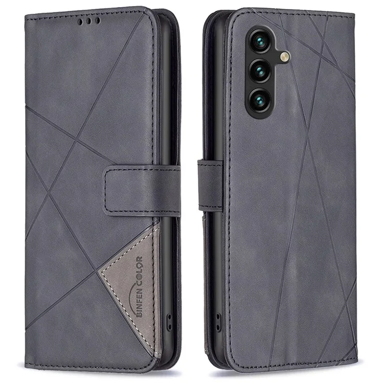 BINFEN COLOR for Samsung Galaxy A14 5G / A14 4G Wallet Case Magnetic Clasp Leather Phone Stand Cover - Black