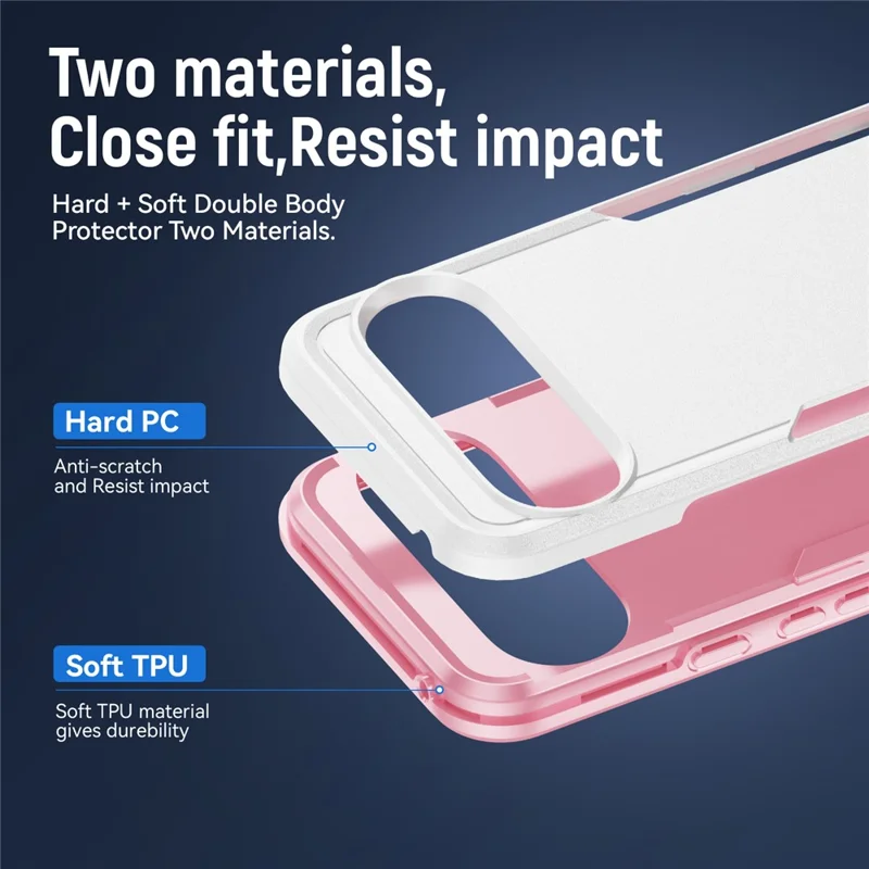 For Google Pixel 10 / 10 Pro Case PC + TPU Military Grade Drop Protective Phone Cover - White + Pink