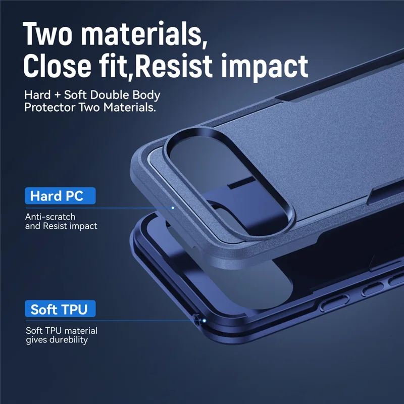 For Google Pixel 10 / 10 Pro Case PC + TPU Military Grade Drop Protective Phone Cover - Blue