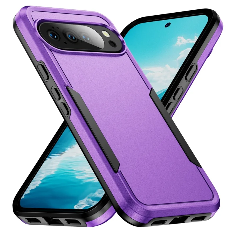 For Google Pixel 10 / 10 Pro Case PC + TPU Military Grade Drop Protective Phone Cover - Purple + Black