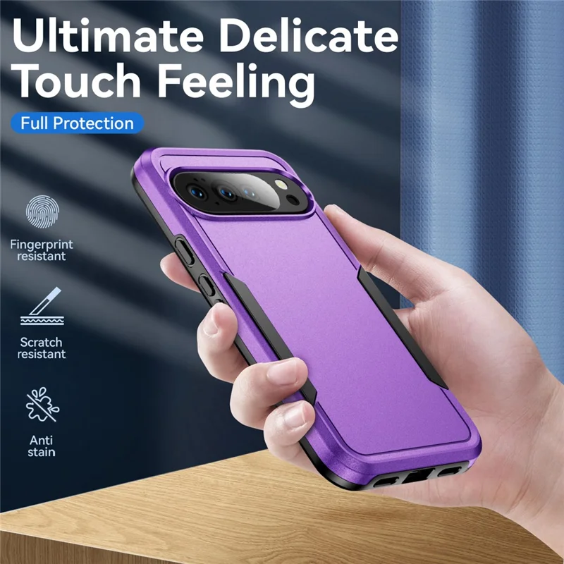 For Google Pixel 10 / 10 Pro Case PC + TPU Military Grade Drop Protective Phone Cover - Purple + Black