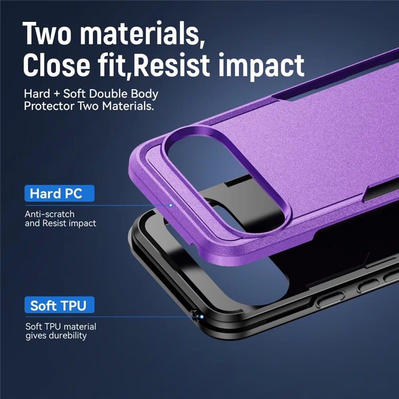 For Google Pixel 10 / 10 Pro Case PC + TPU Military Grade Drop Protective Phone Cover - Purple + Black