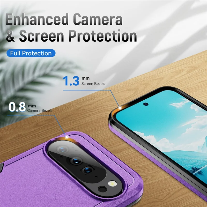 For Google Pixel 10 / 10 Pro Case PC + TPU Military Grade Drop Protective Phone Cover - Purple + Black