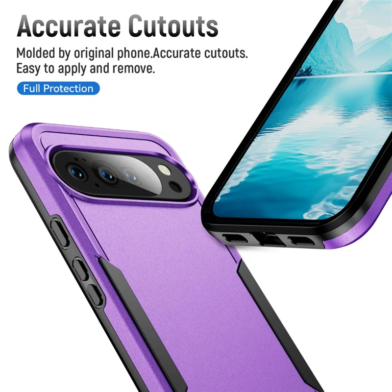 For Google Pixel 10 / 10 Pro Case PC + TPU Military Grade Drop Protective Phone Cover - Purple + Black