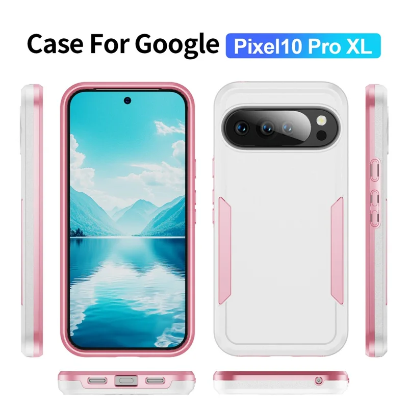 Cover per Google Pixel 10 Pro XL in PC + TPU, Grado Militare Antiurto - Bianco + Rosa