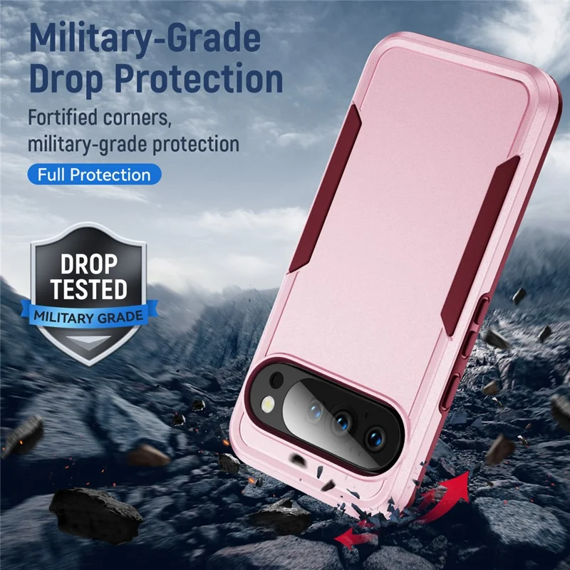 For Google Pixel 10 Pro XL Case PC + TPU Military Grade Drop Protective Phone Cover - Pink + Rose