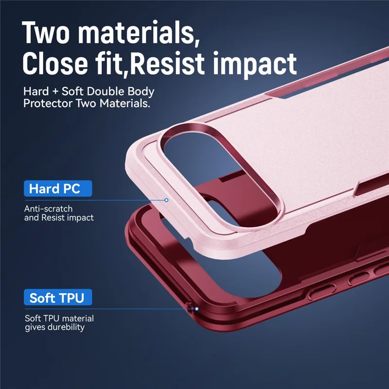 For Google Pixel 10 Pro XL Case PC + TPU Military Grade Drop Protective Phone Cover - Pink + Rose