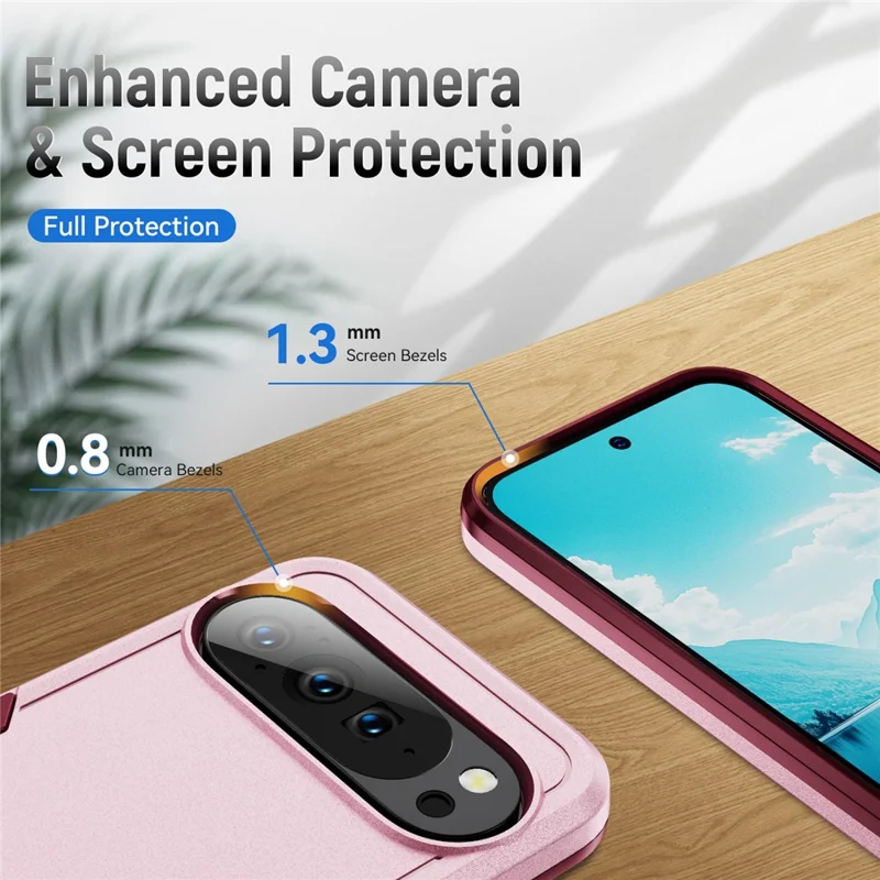 For Google Pixel 10 Pro XL Case PC + TPU Military Grade Drop Protective Phone Cover - Pink + Rose