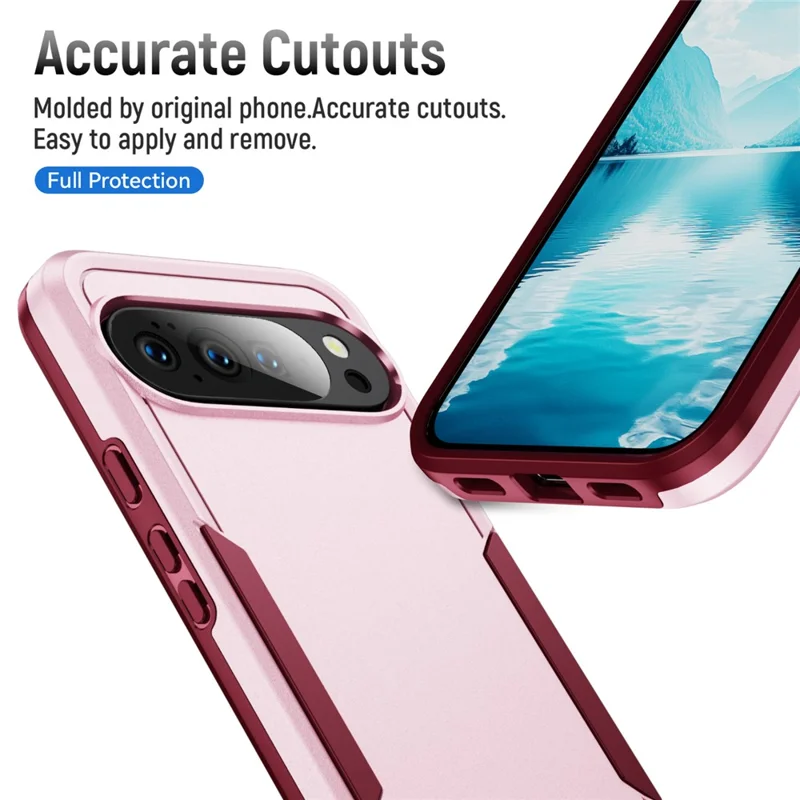 For Google Pixel 10 Pro XL Case PC + TPU Military Grade Drop Protective Phone Cover - Pink + Rose