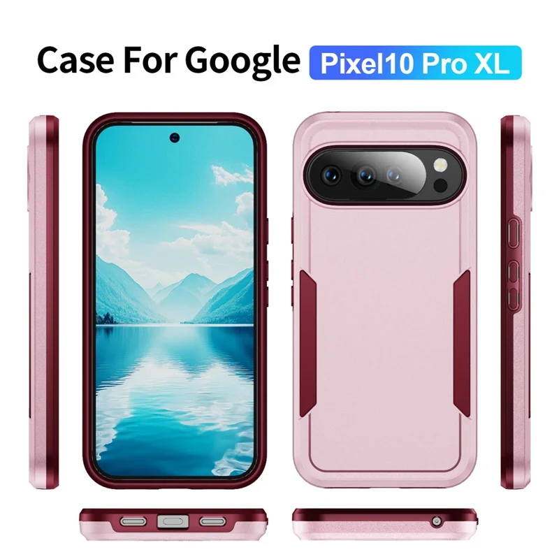 For Google Pixel 10 Pro XL Case PC + TPU Military Grade Drop Protective Phone Cover - Pink + Rose