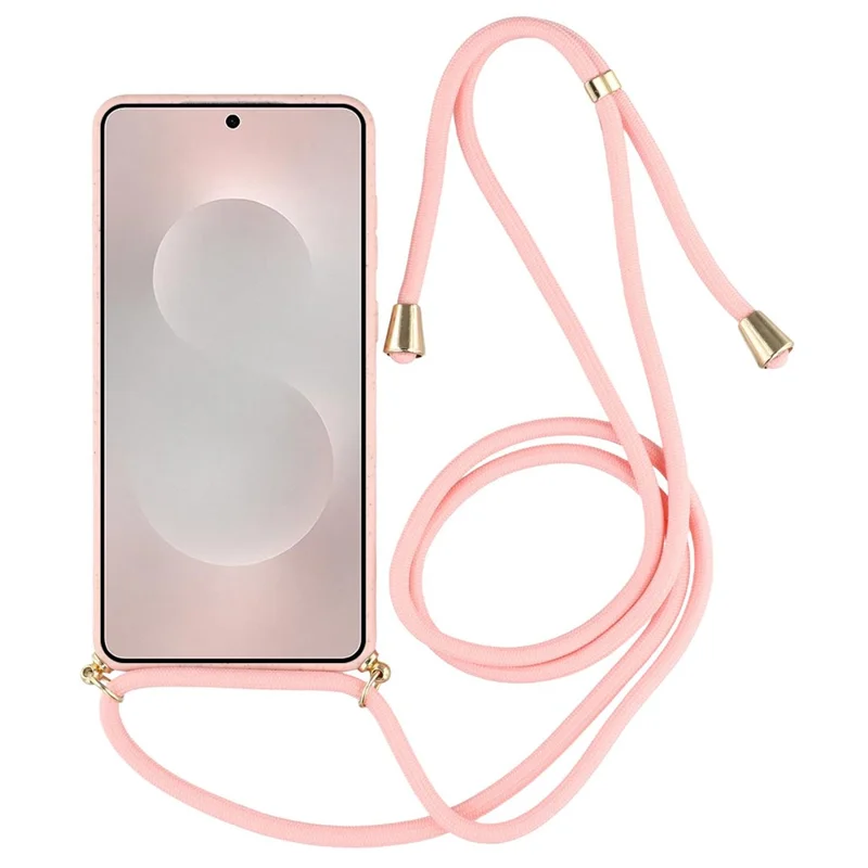 Compra a granel de Funda Ecológica de Samsung Galaxy S25 Edge con Cordón, Fabricada con Paja de Trigo Compostable+TPU - Rosa