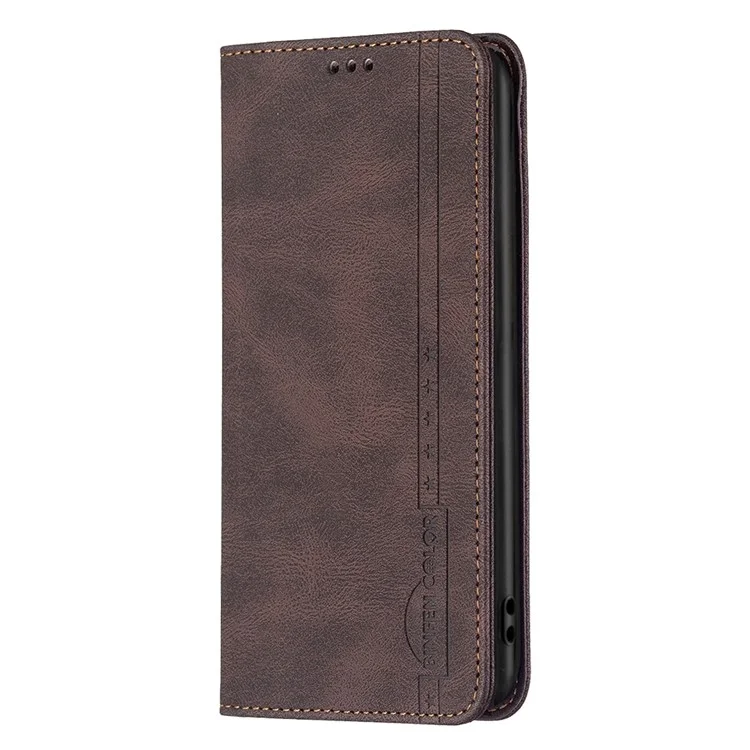 BINFEN COLOR For Samsung Galaxy A14 5G / A14 4G Leather Case Mobile Cover Stand with RFID Blocking Card Holder - Brown
