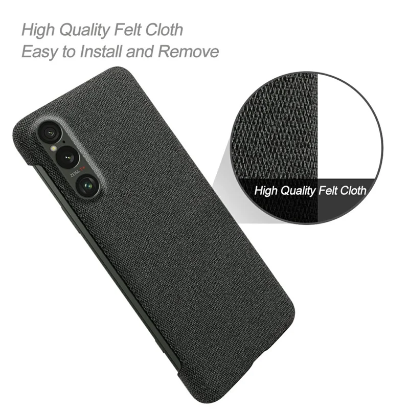 For Sony Xperia 1 VII Phone Case Cloth Texture Anti-Scratch Protective PC Back Cover - Black