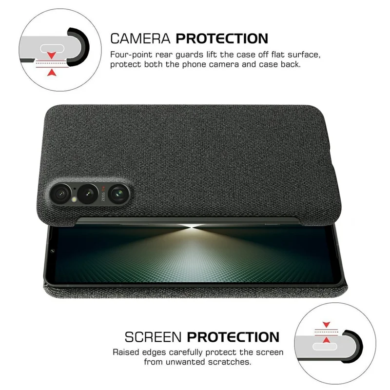 For Sony Xperia 1 VII Phone Case Cloth Texture Anti-Scratch Protective PC Back Cover - Black