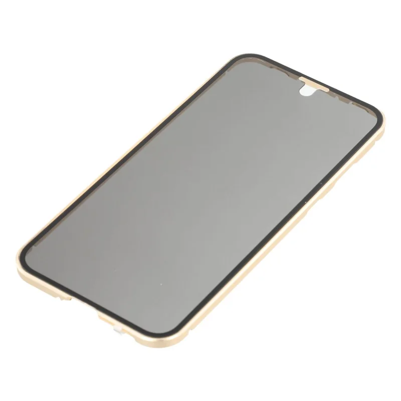 For Samsung Galaxy A56 5G Double-Sided Tempered Glass Phone Cover with Anti-Spy Screen Protector Magnetic Adsorption Metal Frame - Gold