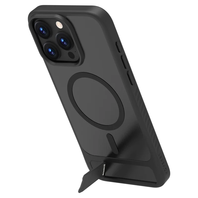 LEREACH Le-Chic Series For iPhone 15 Pro Max Case Compatible with MagSafe Kickstand TPU + PC Phone Cover - Black