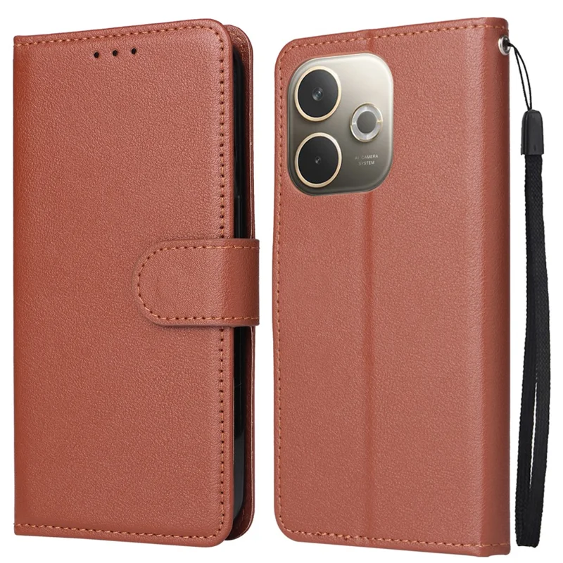Phone Case For Oppo A5 Pro 5G (Global) / 4G (Global) / A5 Energy 5G (China) , Wallet Stand View PU Leather Cover with Wrist Strap - Brown