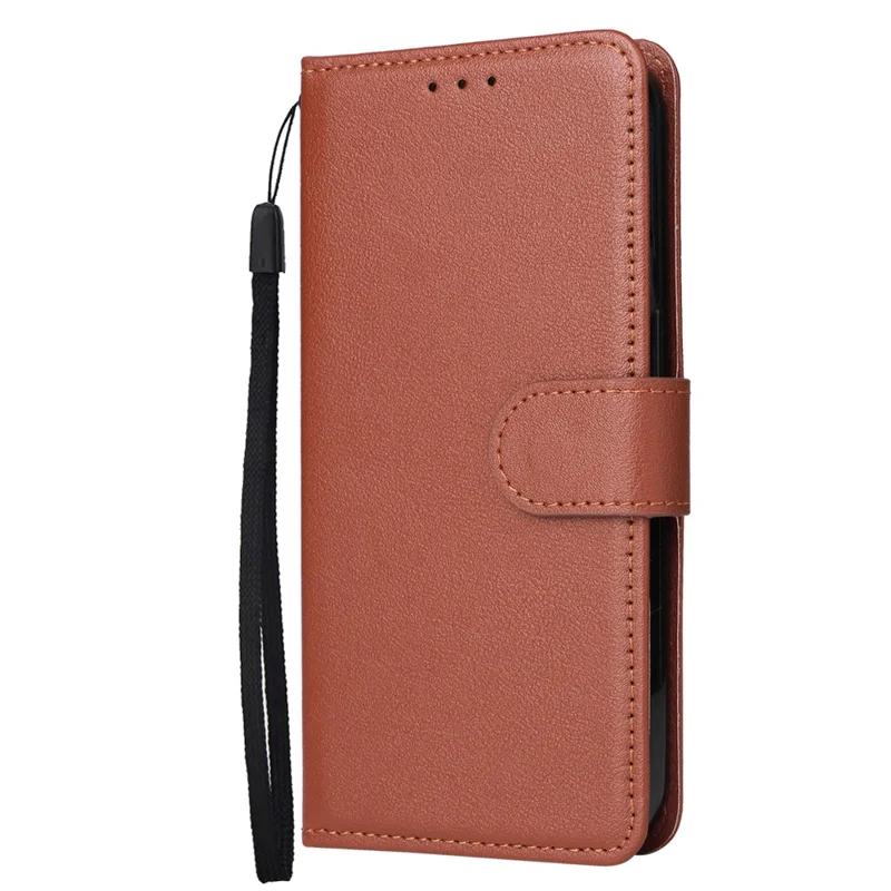 Phone Case For Oppo A5 Pro 5G (Global) / 4G (Global) / A5 Energy 5G (China) , Wallet Stand View PU Leather Cover with Wrist Strap - Brown