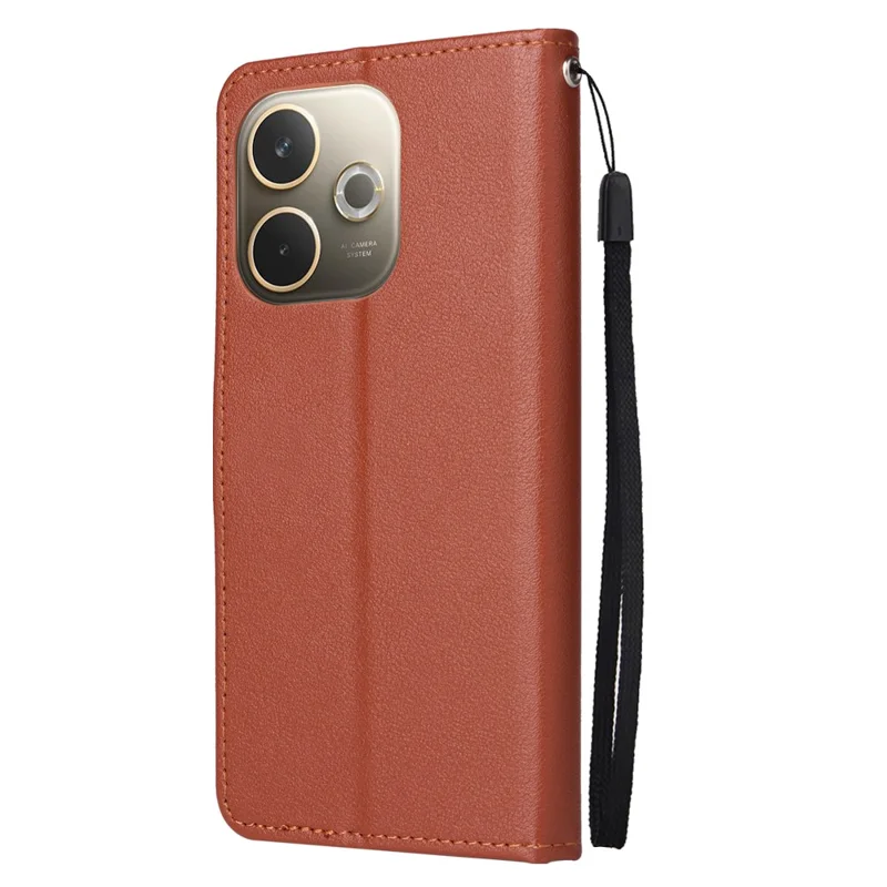 Phone Case For Oppo A5 Pro 5G (Global) / 4G (Global) / A5 Energy 5G (China) , Wallet Stand View PU Leather Cover with Wrist Strap - Brown