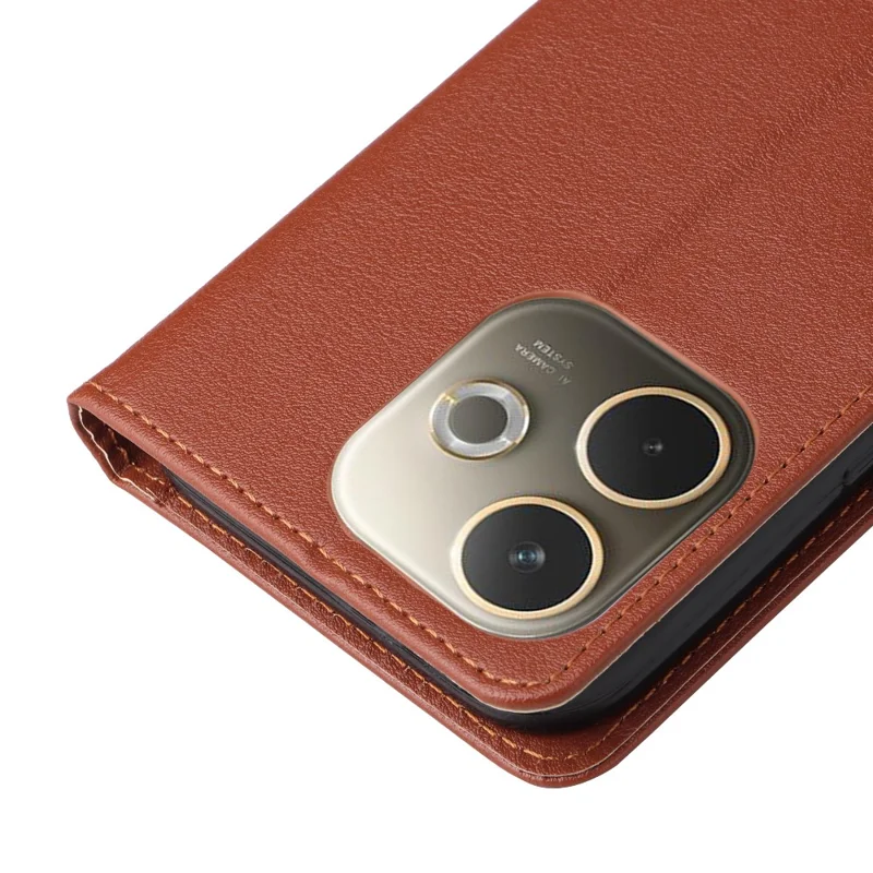 Phone Case For Oppo A5 Pro 5G (Global) / 4G (Global) / A5 Energy 5G (China) , Wallet Stand View PU Leather Cover with Wrist Strap - Brown