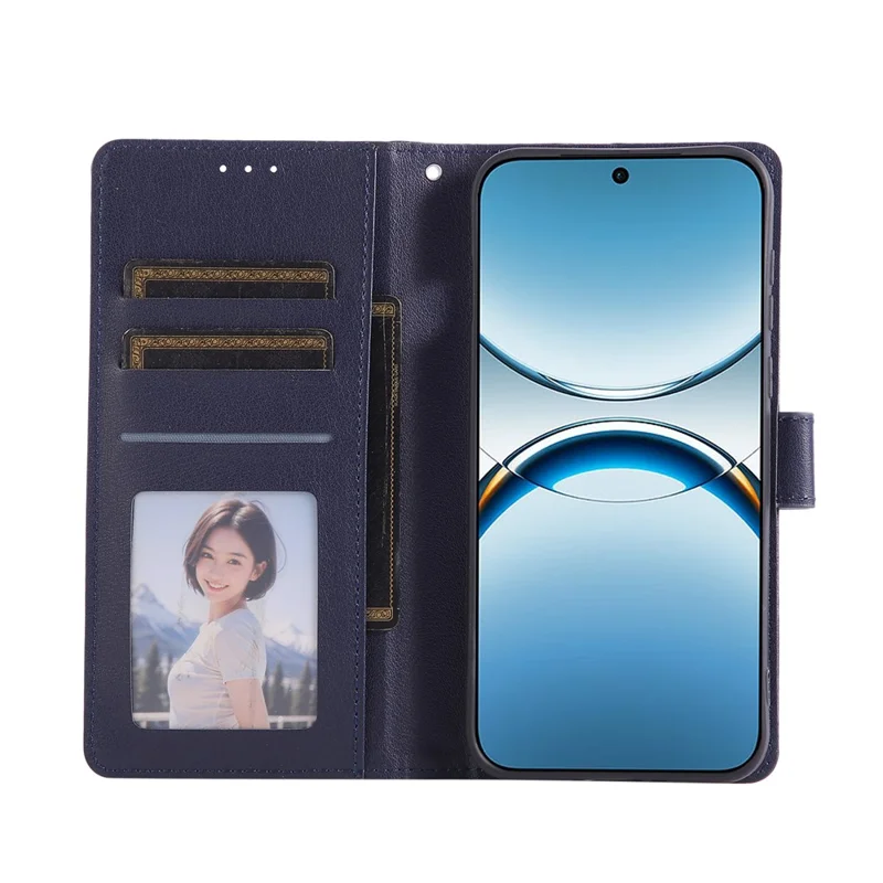 Étui portefeuille pour Oppo Find X8 5G avec support, housse de téléphone en cuir PU avec dragonne - Bleu