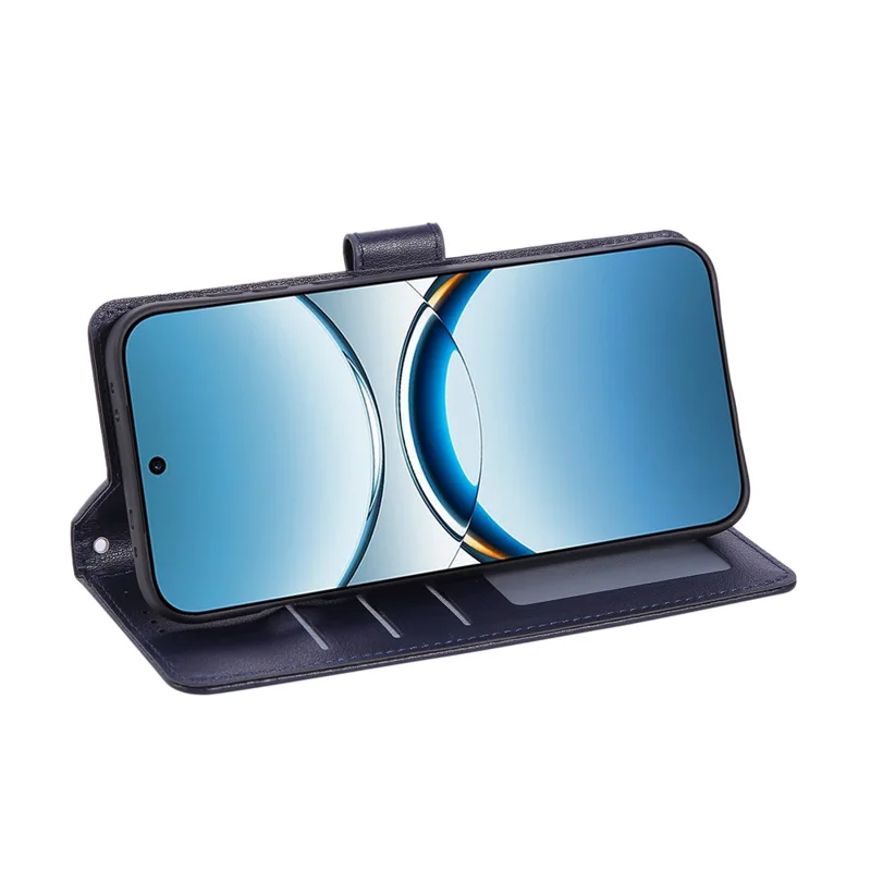 Étui portefeuille pour Oppo Find X8 5G avec support, housse de téléphone en cuir PU avec dragonne - Bleu