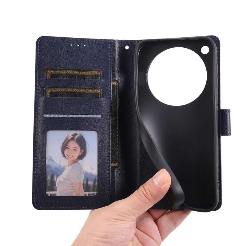 Étui portefeuille pour Oppo Find X8 5G avec support, housse de téléphone en cuir PU avec dragonne - Bleu