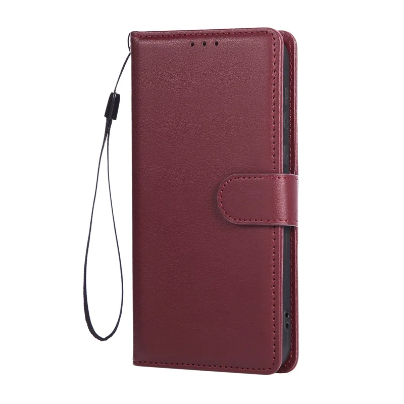 Funda tipo cartera con soporte y vista para Oppo Find X8 Pro 5G, de cuero PU con correa de muñeca - Rojo Vino