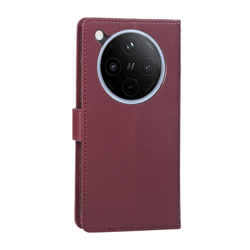 Funda tipo cartera con soporte y vista para Oppo Find X8 Pro 5G, de cuero PU con correa de muñeca - Rojo Vino