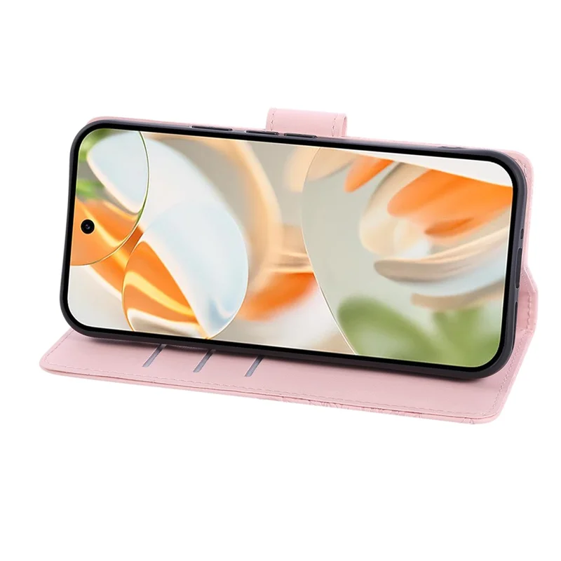 Cover per Google Pixel 10 Pro XL / 9 Pro XL con Fiore di Rosa in Pelle PU Portafoglio con 3 Slot per Carte / Cinturino da Polso - Oro Rosa