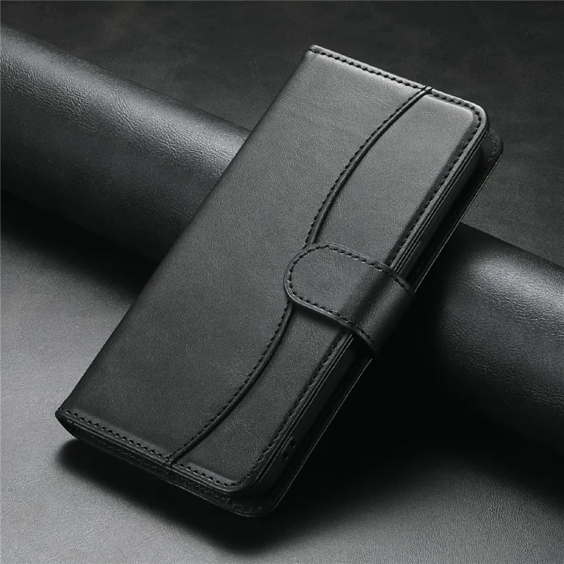 Stand Case for Honor 400 Pro 5G (Global)G PU Leather Wallet Phone Cover S Shape Stitching Design with Strap - Black
