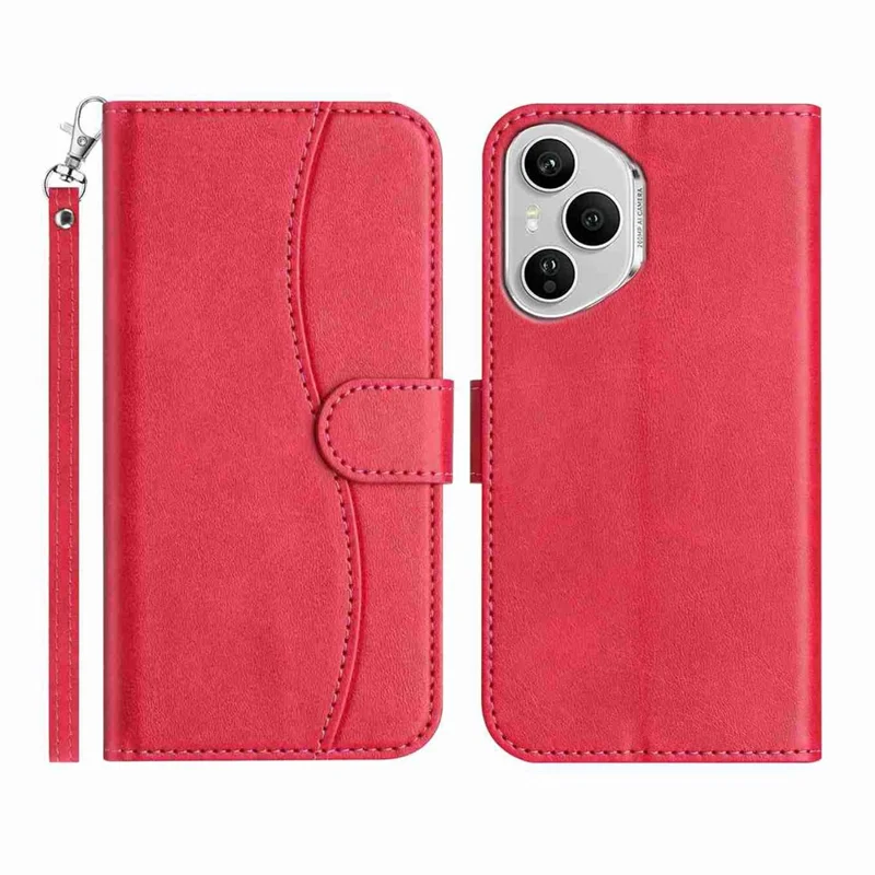 Stand Case for Honor 400 Pro 5G (Global)G PU Leather Wallet Phone Cover S Shape Stitching Design with Strap - Red