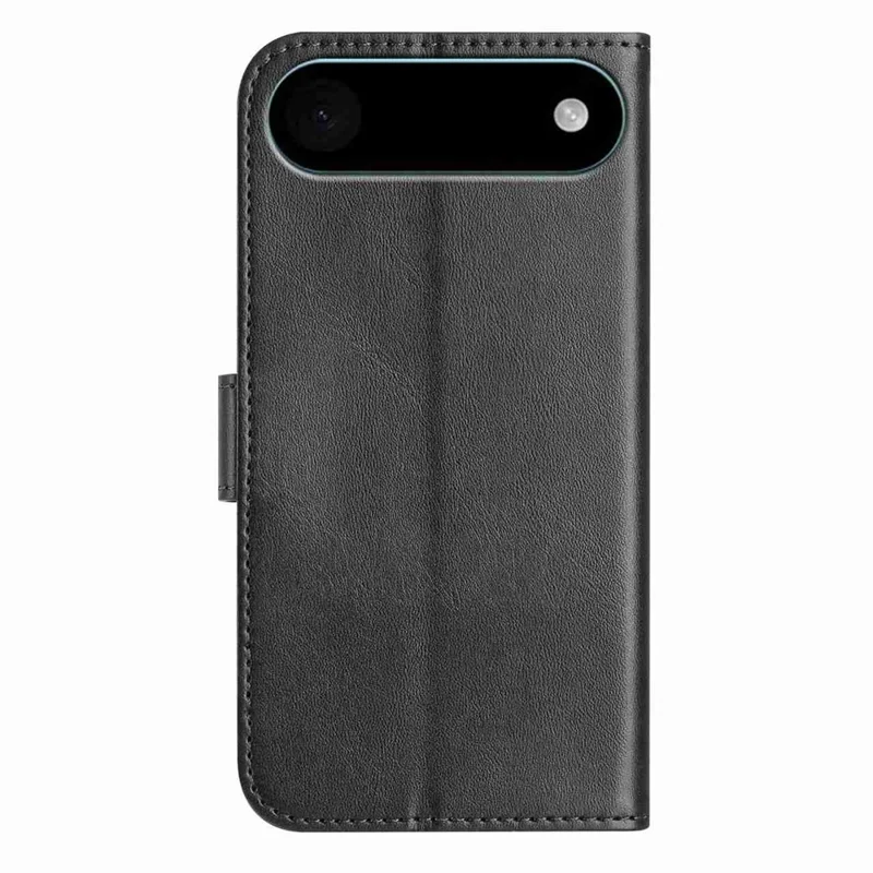 Funda tipo libro para iPhone 17 Air de cuero PU con diseño de costura en forma de S y correa - Negro