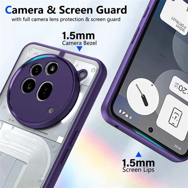 For Nothing Phone (3a) Pro Case Matte Skin Touch Clear PC + TPU Shockproof Phone Back Cover - Purple