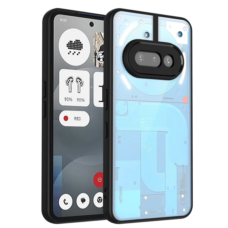 For Nothing Phone (3a) Case Matte Skin Touch Clear PC + TPU Shockproof Phone Back Cover - Black