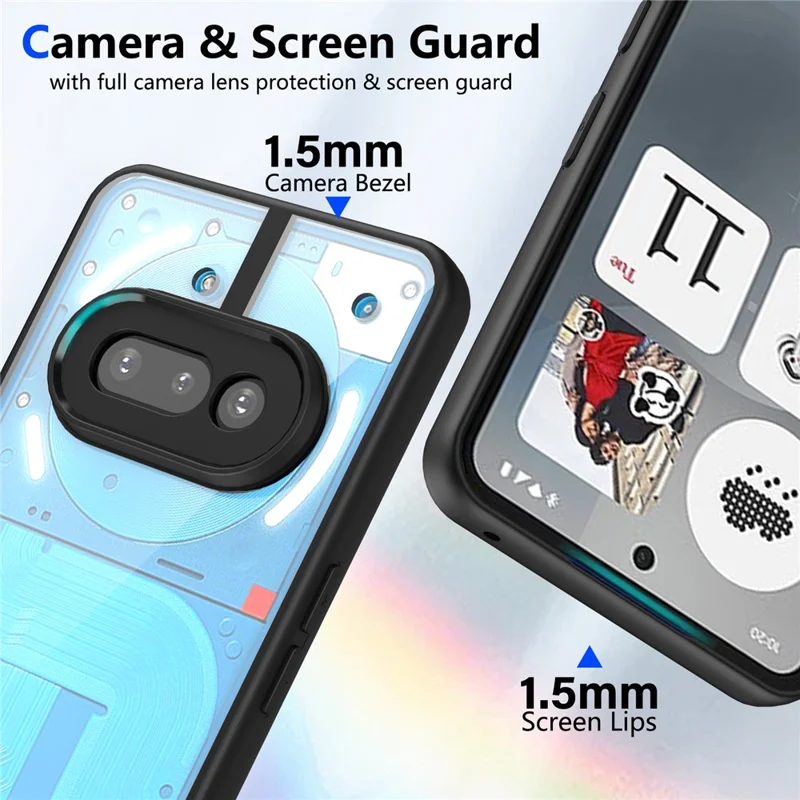For Nothing Phone (3a) Case Matte Skin Touch Clear PC + TPU Shockproof Phone Back Cover - Black