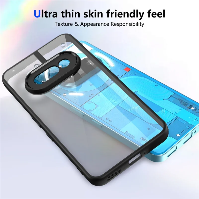 For Nothing Phone (3a) Case Matte Skin Touch Clear PC + TPU Shockproof Phone Back Cover - Black