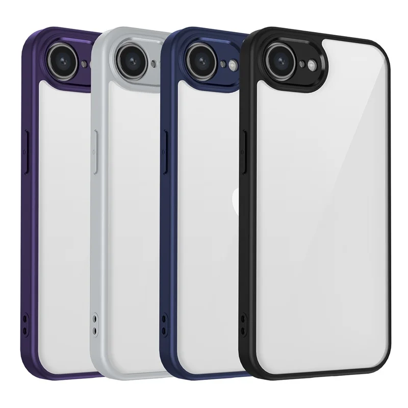 For iPhone 16e Case Matte Skin Touch Clear PC + TPU Shockproof Phone Back Cover - Purple